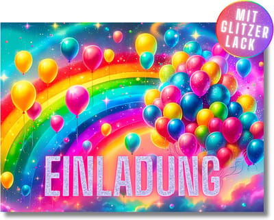Uitnodigingskaarten Kinderverjaardag Regenboog Meisjes - 12 Stuks DIN A6