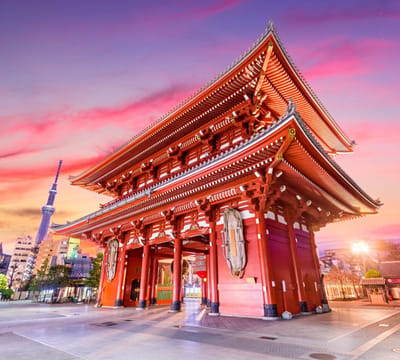 De klassieke Boeddhistische tempel Sensoji-ji in Tokio - Fotobehang (in banen) - 250 x 260 cm