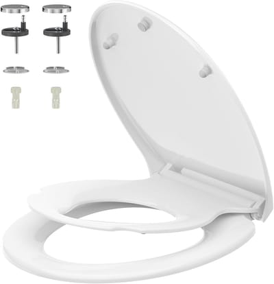 Toiletbril met Valrem - WC-bril O-vorm - Hygiënisch Gemak - Nano Glazuur Afwerking - 446 x 372 x 48 cm