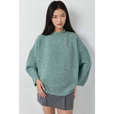 Oversized Gewoven Trui met Ronde Hals