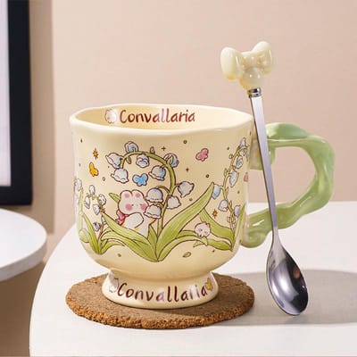 Nordic Retro Afternoon Tea Koffiekop en Schotel Set Kantoor Niche High End Sense Thuis Latte Kop Melkkop 301-400ml