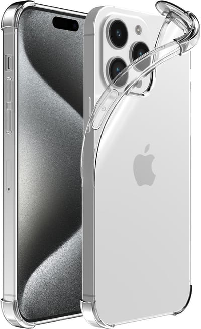 Telefoonhoesje Geschikt voor iPhone 15 Pro Max transparant - Shockproof TPU siliconen Hoesje met Stootrand - Smartphonica geschikt voor iPhone 15 Pro Max