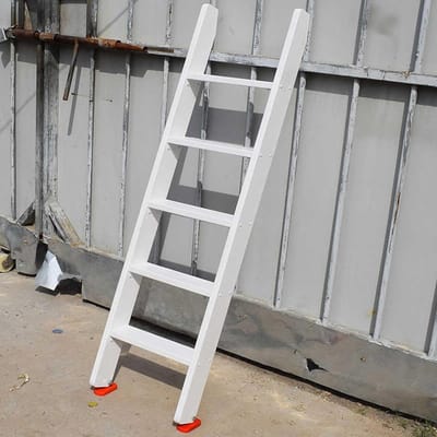 Houten Stapelbedladder - Zoldertrap - Veilig Bed Bereiken - Extra Brede Treden - 53 Inch - Wit