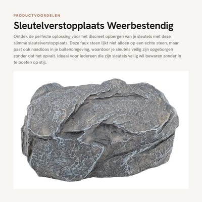 Dailygoods - Sleutelverstopplaats - Weerbestendig - Decoratieve kunsthars - Lichtblauwe steenstijl - Sleutelkast voor buiten - Discreet en veilig