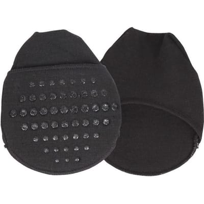 1 paar ademende dames onzichtbare teenbeschermers met vulling teentopper voeringsokken antislip onderkant voor hoge hakken kussens zwart