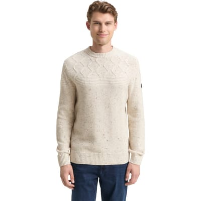 Tom Tailor - Gebreide trui met structuurmix - Maat XXXL - offwhite melange multi neps