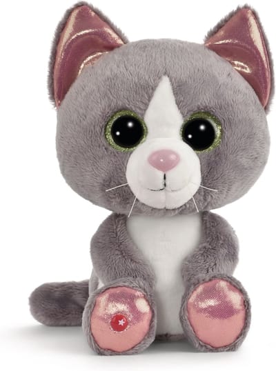 Nici knuffel kat Felinja grijs pluche speelgoed 25cm glitter.
