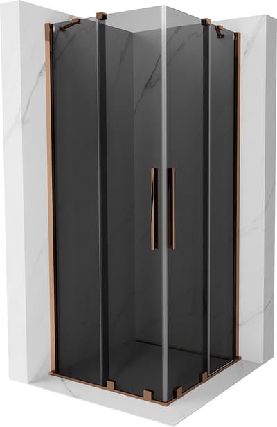 Mexen Velar Duo schuifdouchecabine 80 x 80 , grafiet, roze goud - 871-080-080-42-60
