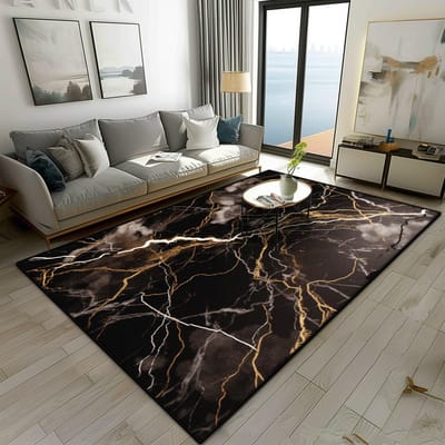 Tapis de salon style marbre moderne Décoration de luxe Chambre à coucher Chevet Tapis moelleux doux Facile à nettoyer Tables de canapé Tapis antidérapant 80x160cm