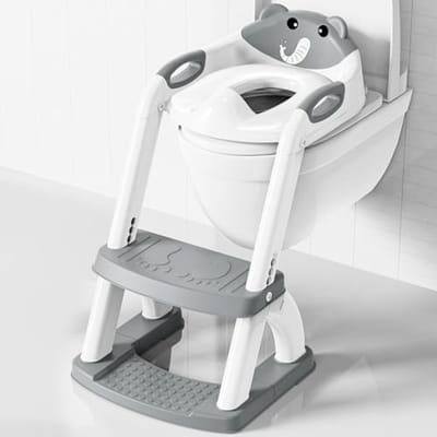 Verstelbare 2-in-1 toiletbril voor kinderen - Opvouwbaar met trap, antislip en gevoerde zitting