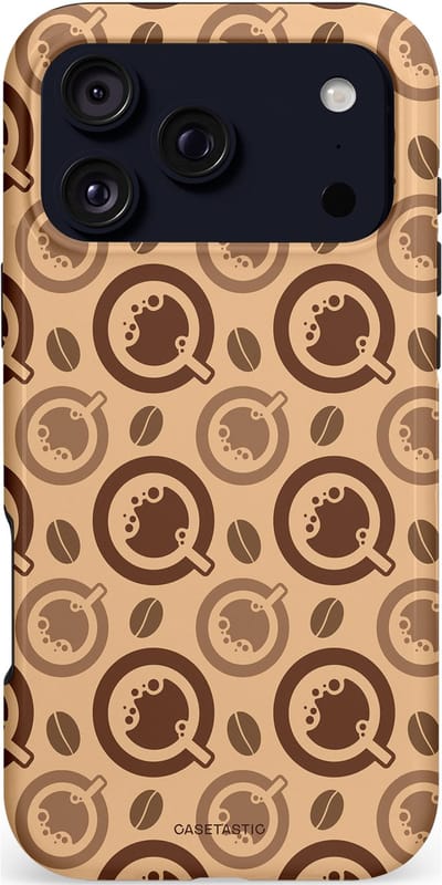 Casetastic hoesje geschikt voor Apple iPhone 17 Pro Max - MagSafe - Dubbellaagse bescherming - Cappuccino Ontwerp - Fashion Case - Taupe Perzik Donkergrijs