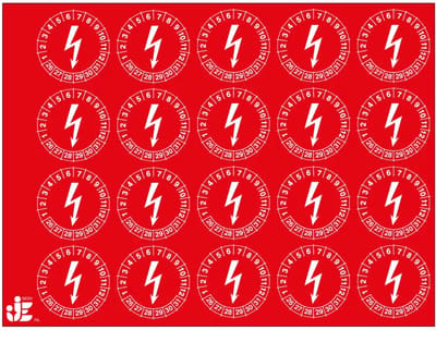 Elektrische keuringsstickers - jaartallen 26-31 - op vel | 4 cm - 20 stickers per vel