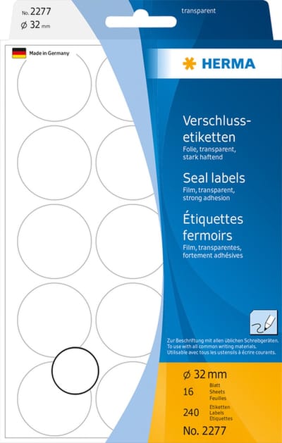 Etiket herma 2277 rond 32mm transparant 240st | 10 stuks