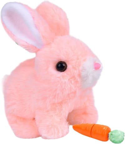 Interactief Pluche Konijnenspeelgoed met Bewegingen en Geluiden, Schattig Cadeau voor Kinderen met Wortel en Speelplezier