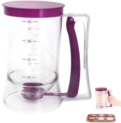 Beslagzeef - beslagdispenser - beslagbeker - handzaam - met maatverdeling - bakgereedschap - geschikt voor het maken van cakes, koekjes en pannenkoeken - paars - 17*11*18,5 cm