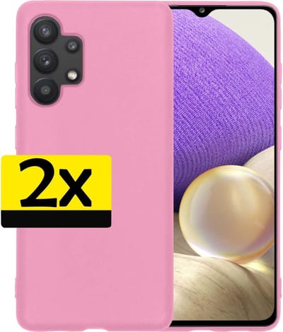 Hoesje - 2 Stuks - Geschikt voor Samsung Galaxy A32 5G - Sterk & Shockproof - Case Siliconen - Back Cover - Telefoon Hoes - Telefoonhoesjes - Roze