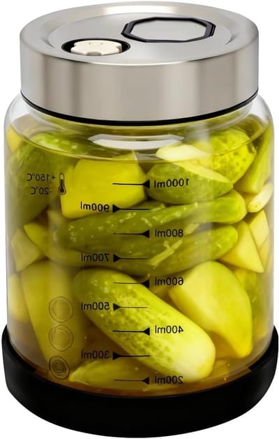 Grote Fermentatiepot van 1 Liter met Deksel en Ventiel voor Kimchi, Zuurkool en Zuurdeegstarter