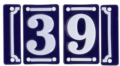 Best for Boots huisnummer 39 met sierrand - Oudhollands - emaille - blauw/wit