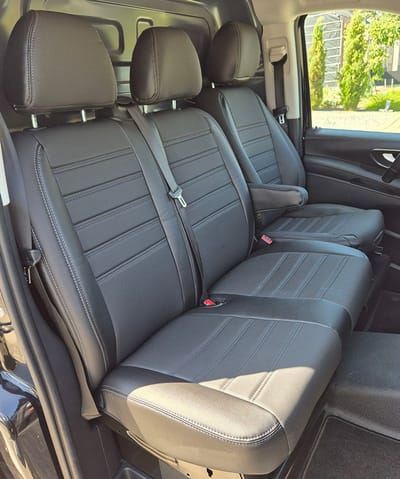 Pasvorm stoelhoezen Mercedes Vito 447 / eVito 2014-heden (past op comfort bestuurdersstoel en duobank) - Kunstleer zwart