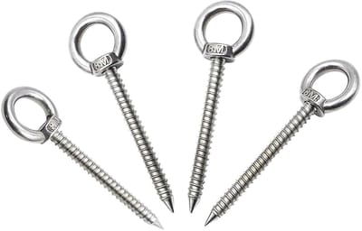Set van 4 RVS Ringbouten M8 x 80 mm voor Hangstoelen, Schommels en Tuinaccessoires - Sterke Oogbouten voor Hammocks en Bevestigingen