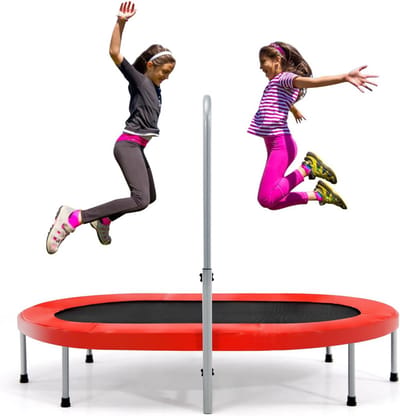 Opvouwbare vrijetijdstrampoline voor kinderen en volwassenen - 154x90 cm, verstelbare handgreep, maximale belasting 150 kg