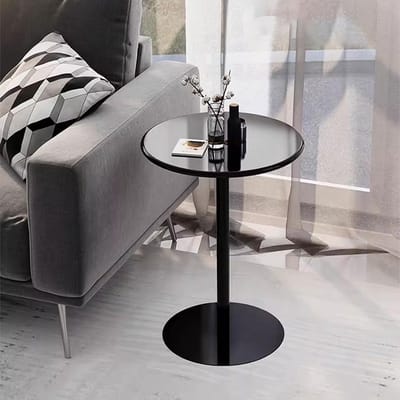 Ronde bijzettafel - Hoge bistrotafel - Gezellig samenzijn - Stevig metalen frame - 48x48x56cm - Zwart