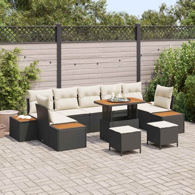 vidaXL - Tuinbank - Set - 10 - st - 9-Aantal - zitplaatsen - Zwart - en - Crème