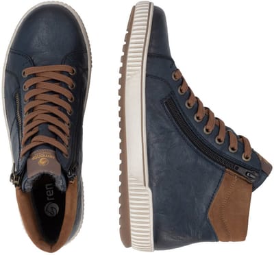 Rieker Remonte Veterboot D0772-16 Blauw Combi Warm Gevoerd