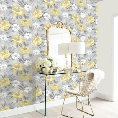 Geel bloemen behang 676208 landelijk Arthouse