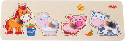Grijppuzzel Boerderijdieren - Houten Puzzel voor Kinderen met Grote Knoppen