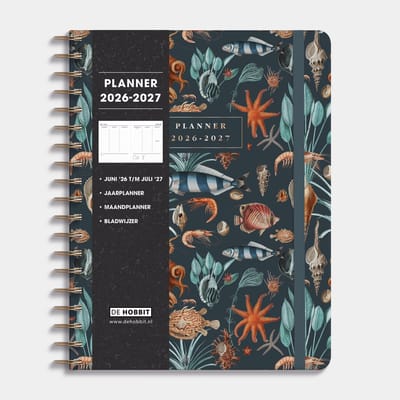 Hobbit - Weekplanner 2026-2027 - 1 week op 2 pagina's - Harde Kaft - ±A4 (26,5 x 20,4 cm) - Oceaan