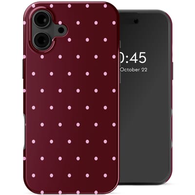 Selencia Hoesje - Geschikt voor Apple iPhone 16 - Backcover - Happy Dots Burgundy
