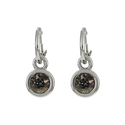 Biba Hang Oorbellen met Swarovski Steentje Black Patina