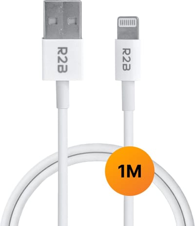 R2B USB-A Kabel geschikt voor Lightning - 1 Meter - Oplaadsnoer - Oplaadkabel - Power Cable