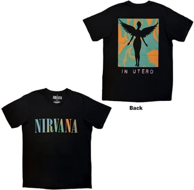 Nirvana - In Utero Angel Swirl Heren Tshirt - M - Zwart