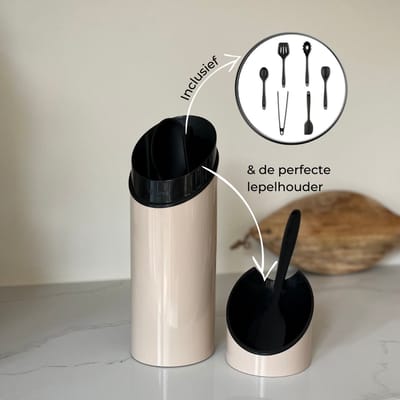 Luxe keukengerei-set® RVS en lepelhouder - Siliconen spatels BPA-vrij - Anti-aanbak