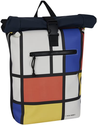 New Rebels Mart Art New York Mondriaan 21L Rugzak Rolltop Waterafstotend Laptop 15.6