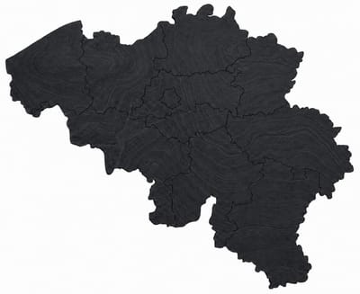 Houten wanddecoratie - Wooden wall decoration | Landkaart België 42 x 34cm Country map Belgium | Zwart - Black | Muurdecoratie - Wall art - Wandfiguur Belgique - Echt Hout - Real Wood
