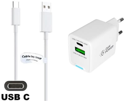 OneOne 45W super snellader met 2 poorten + 1,0m sterke USB C kabel. PD lader. Oplader adapter past op House of Marley Positive Vibration Riddim, Positive Vibration XL ANC, Positive Vibration Frequency, Jammin , Rise Up, Roots