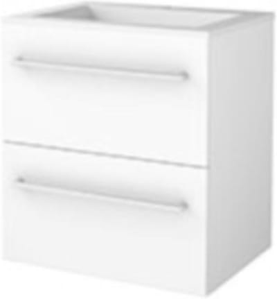 Basic-Line Start 46 Badkamermeubelset - 60 x 46 cm - Met Grepen - 2 Lades - Acryl Wastafel - 1 Kraangat - Ice White