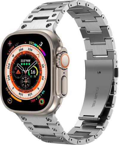 Titanium bandje - geschikt voor Apple Watch 1/2/3/4/5/6/7/8/9/10/11/ SE (1,2,3) met maat 38 mm / 40 mm / 41 mm en 42 mm (Watch 10/11) - zilver