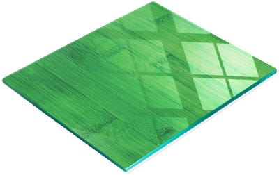 Glazen keukensnijplank met afbeeldingen, groene bamboe planken, 60x52 cm