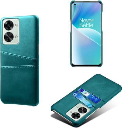 Back Cover met Opbergvakjes + Gehard Glas Screenprotector voor OnePlus Nord 2T _ Groen