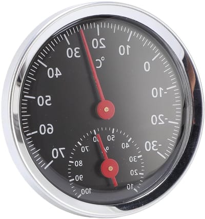 Ronde Thermometer Hygrometer - Aluminium - Hoge Nauwkeurigheid - Batterijloos - Voor Binnen en Buiten