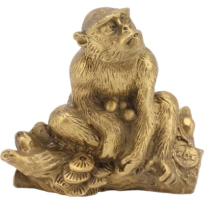 Messing Aap Beeld Chinees Dierenriem Handgemaakt Huisdecoratie Verzamelobjecten Beeldje Ornament beige