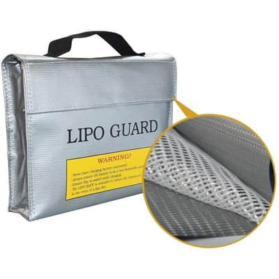 Sac de sécurité ignifuge pour batterie LiPo | Protection contre le stockage et la charge résistante aux explosions | Argent 240x64x180mm | Boîtier en plastique haute sécurité argenté