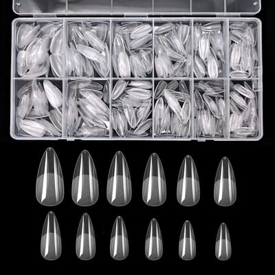 Dailygoods- Nageltips 600x - Amandelvorm - Transparant - Volledige Dekking - Kunstnagels - DIY Nagelverlenging - 12 Maten