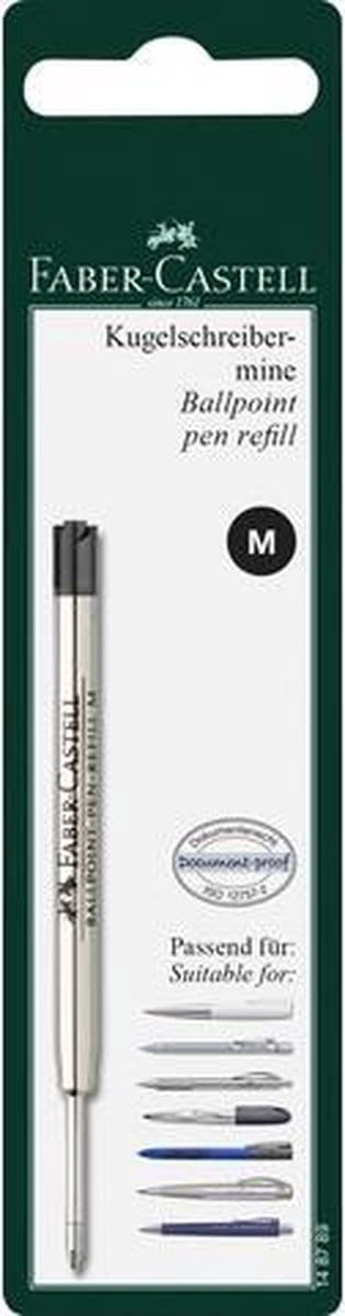 Faber-Castell balpenvulling - M - zwart - op blisterkaart - FC-148789
