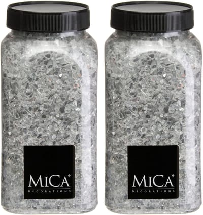 Mica Decorations decoratie stenen / granulaat - 2x - 650 ml - 1-2 mm - spiegel glas - siergrind