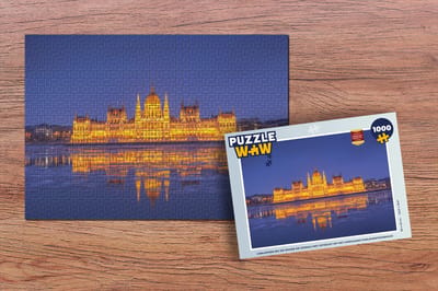 Puzzel IJskappen bij de rivier de Donau met uitzicht op het Hongaars parlementsgebouw - Legpuzzel - Puzzel 1000 stukjes volwassenen